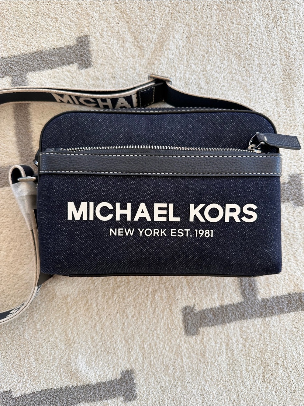 Michael Kors Navy and Black Logo Belt Bag